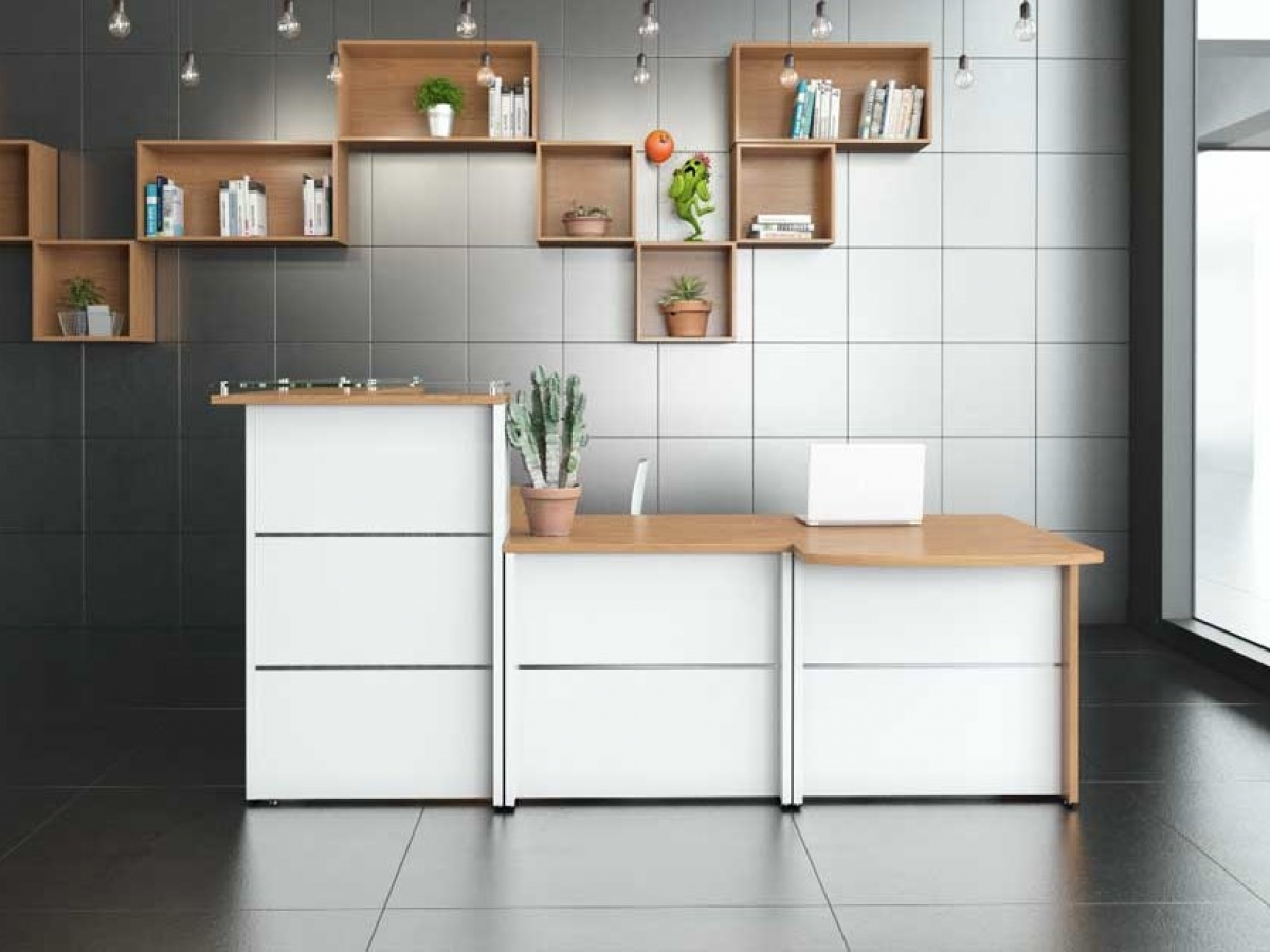 Banque d'accueil classique et fonctionnelle WELLO - Modules personnalisables et finitions modernes_3