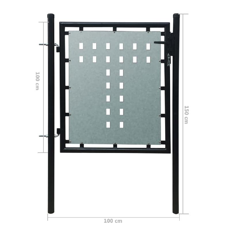 Vidaxl portail simple de clôture noir 100x150 cm 141685_3
