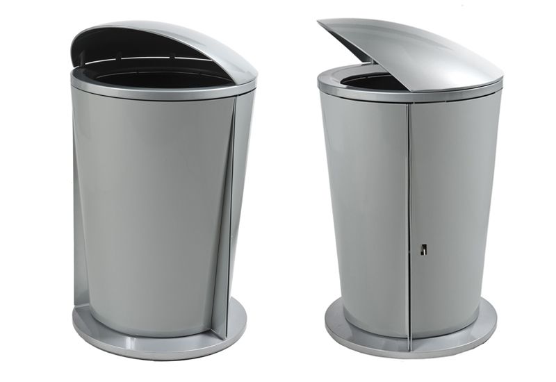 Portée Austin - Poubelle publique Landscape - Corps conique avec couvercle dôme et ouverture supérieure_4