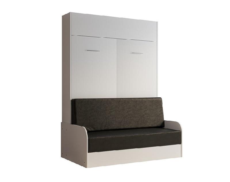 Composition angle lit escamotable Dynamo Sofa - Canapé noir 140x200 cm avec accoudoirs mélaminés blancs - L355xP100 cm_3