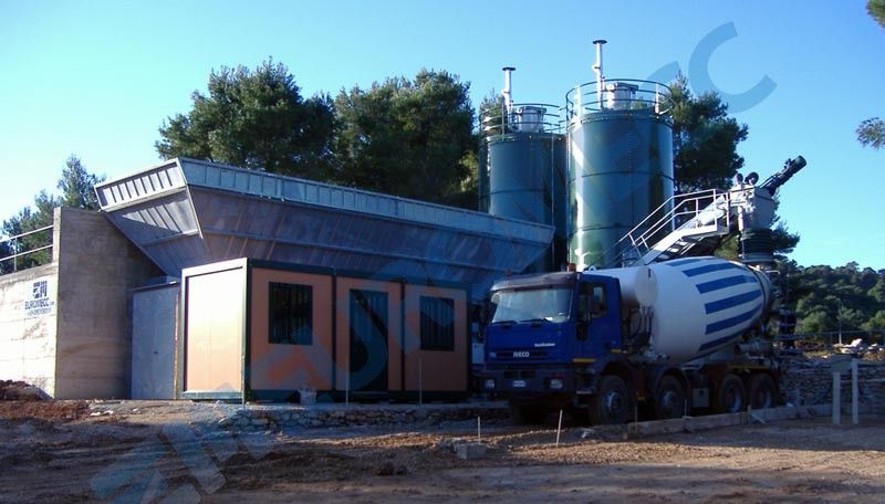 Installation mobile de bétonnage avec vis ciment 80 ton/h