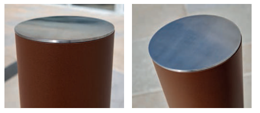 Borne inox peint sur zinc - tube acier Ø220 mm - hauteur 600 mm - pommeau inox brossé type 316_3