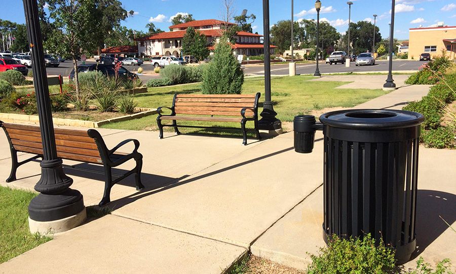 Mlwr250-32 - Poubelle publique Maglin - 90kg - Barres et tubes en acier, doublure plastique 32 gallons_3