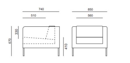 Ensemble Fauteuil et Canapé 2 Places KUBE - Référence 8814 FR206 - Design minimaliste et pieds chromés_3