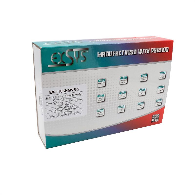 EXSYS EX-1185HMVS-2 Hub USB 3.2 Gen1 métal à 4 ports, protection de surtension 15KV ESD_3