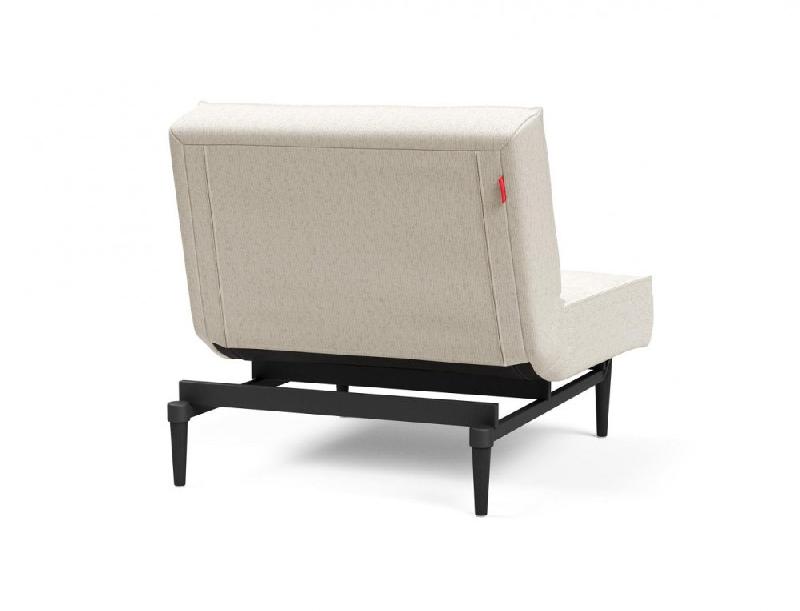 Innovation Living - Fauteuil Splitback Styletto convertible en lit 90x115 cm - Pieds fuseau noir - Tissu bouclé Off White_3
