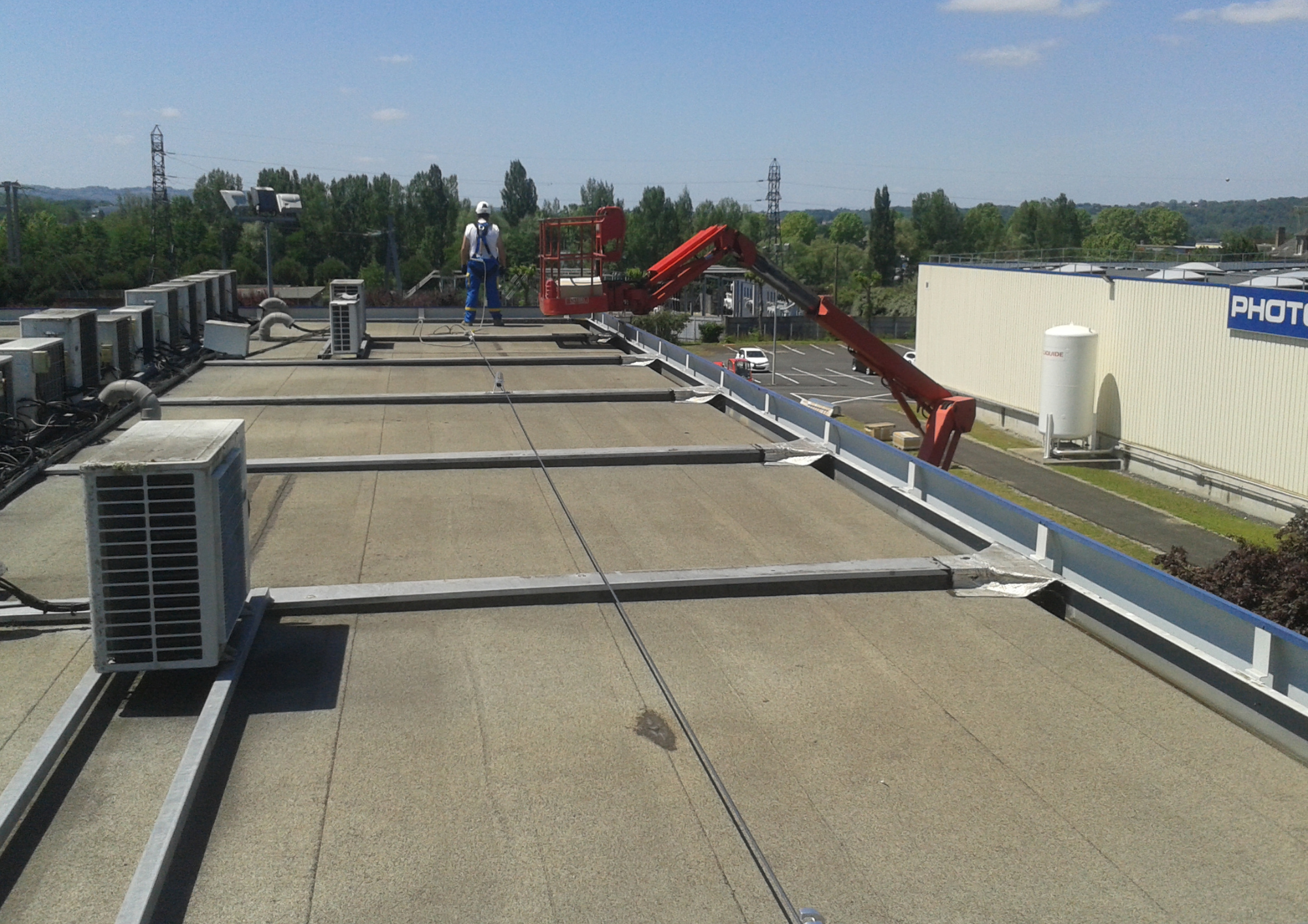 Ligne de vie sur bac sec et charpente métallique - Dispositif d'ancrage horizontal conforme EN795:2012 classe C_3