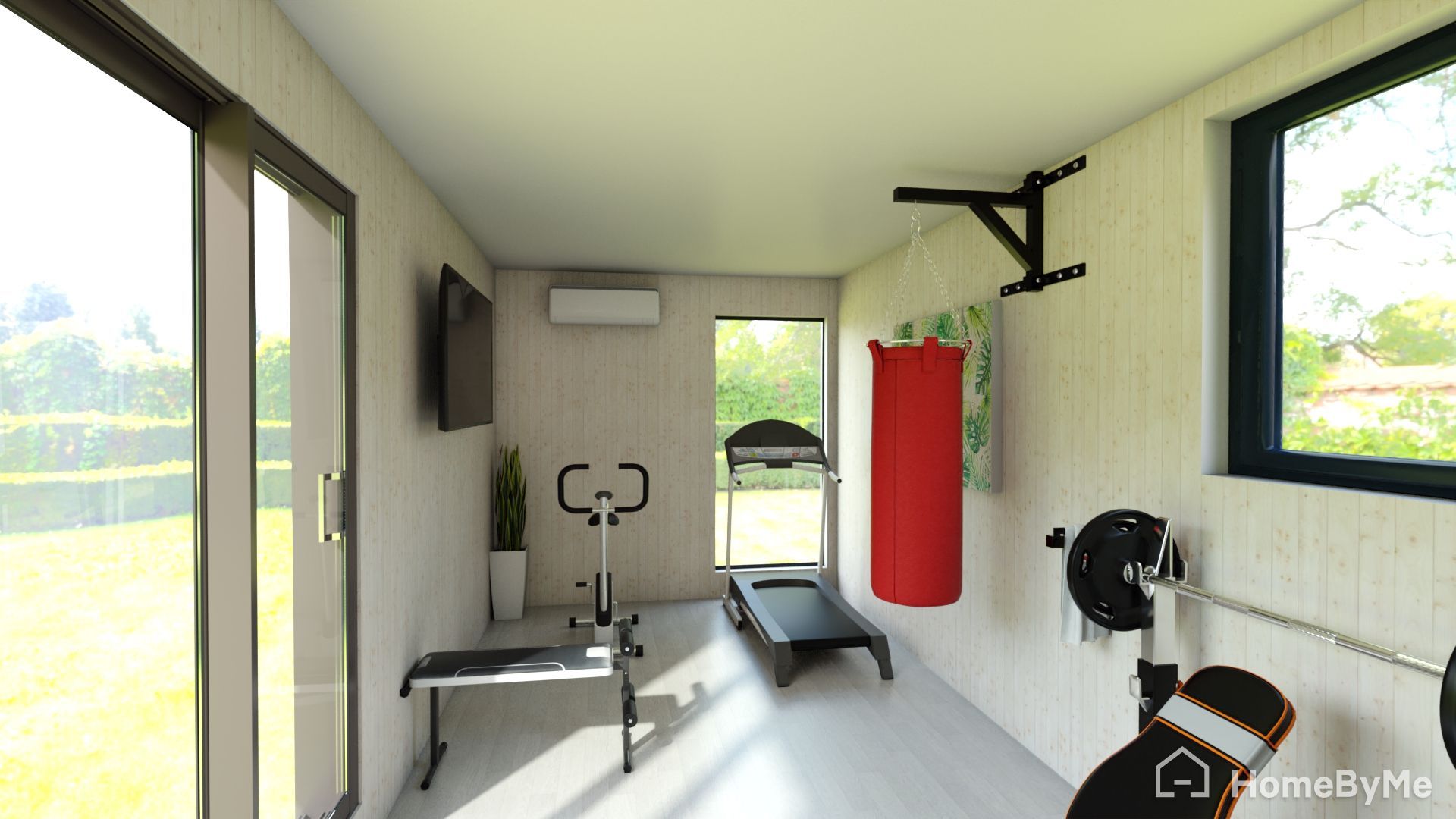 Extension de jardin en bois avec salle de sport et bien-être