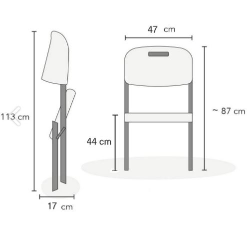 Chaise pliante confort en résine ultra solide - 45x42x89cm - Supporte jusqu'à 140 kg - Réf 95-54221-223204-unite_3