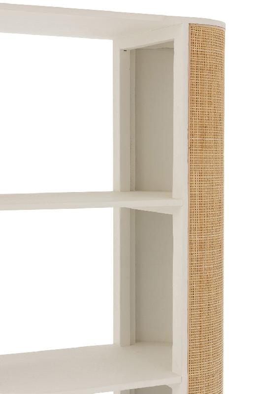 Étagère RARY en bois exotique blanc et rotin naturel - 4 planches - capacité 50 kg - L100 x H190 x P40 cm_3