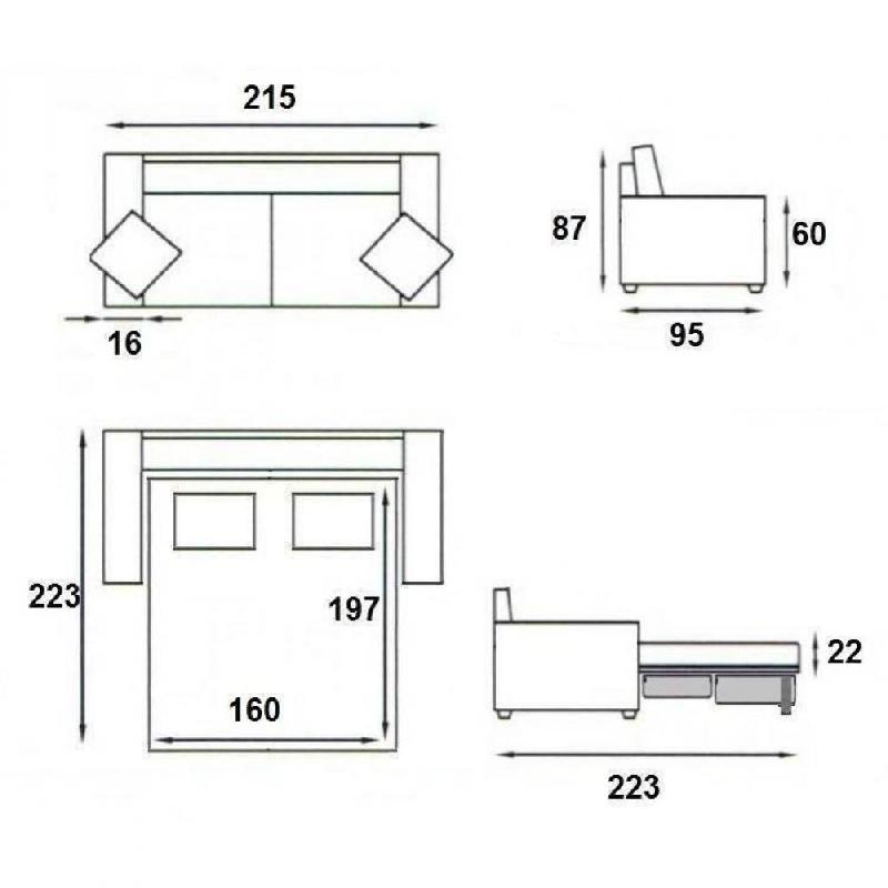 Canapé lit CanapExpress - Lattes 160cm - Matelas Memory Foam 22cm - Tête de lit intégrée - Gris Silver_3