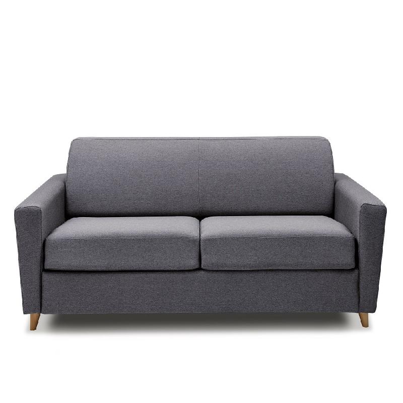 CANAPÉ VIRGOLA - Convertible express avec matelas 16 cm, sommier métallique 160 cm, tissu tweed gris - Design scandinave_3