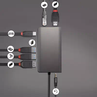 Lindy 43323 station d'accueil Avec fil USB 3.2 Gen 1 (3.1 Gen 1) Type-C Noir, Gris_3