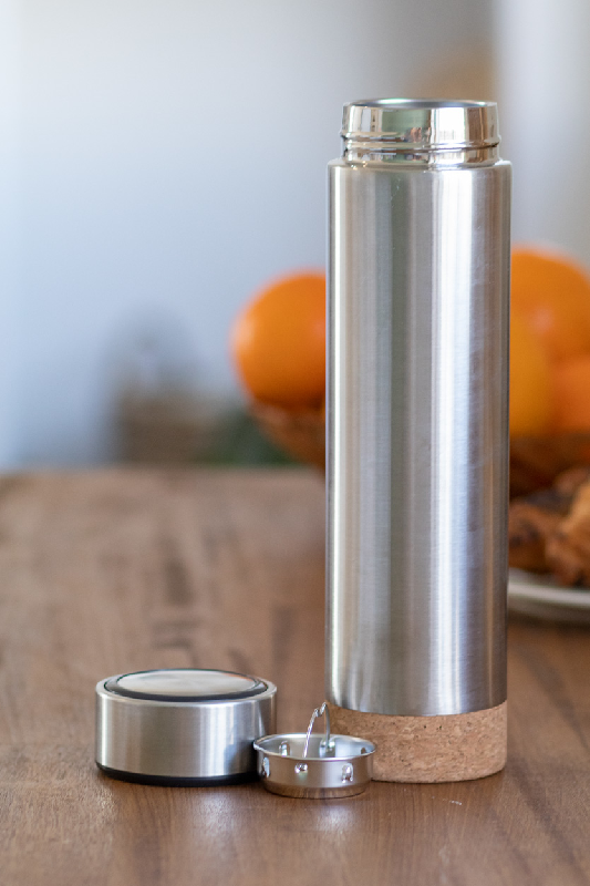 Thermos double paroi en inox - infuseur à thé intégré - dessous en liège - 450 ml_3