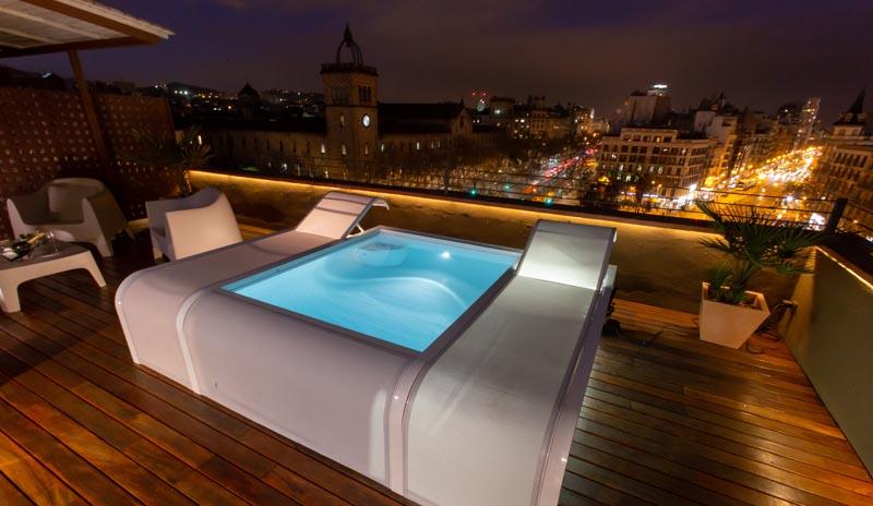 Piscine Mariposa en aluminium avec 2 transats intégrés - Blanc - Dimensions 282 x 219 x 60 cm_3