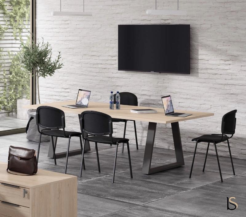 Table de conférence rectangulaire Pyramid - 200, Blanc, Chêne clair_3