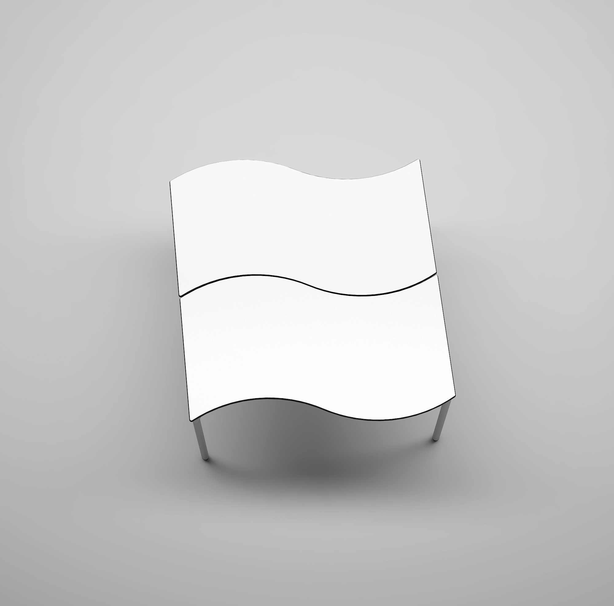 Table d'école Wave - structure métallique réglable en hauteur - finition blanche_3