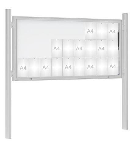 Vitrine extérieure anodisée 75 sur poteaux oblongs - Simple face, Plexi chocs, serrure de sécurité_3