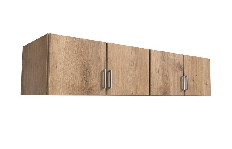 Composition d'angle rangement dressing Laval - 304 x 260 cm - Hauteur 239 cm - Finition chêne poutre et blanc_3