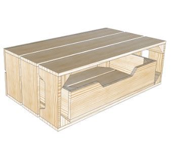 Caisse en bois tiroir T1H3 - Simply A Box - L44 x H10 x P27 cm - Bois brut ou 6 coloris lasure à l'eau_3