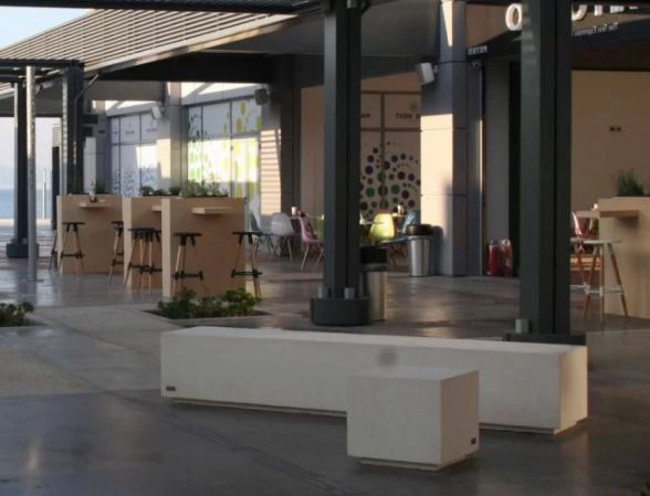 Banc public en béton Dynamic - solide gris ou blanc - dimensions de 1 à 4 mètres_3