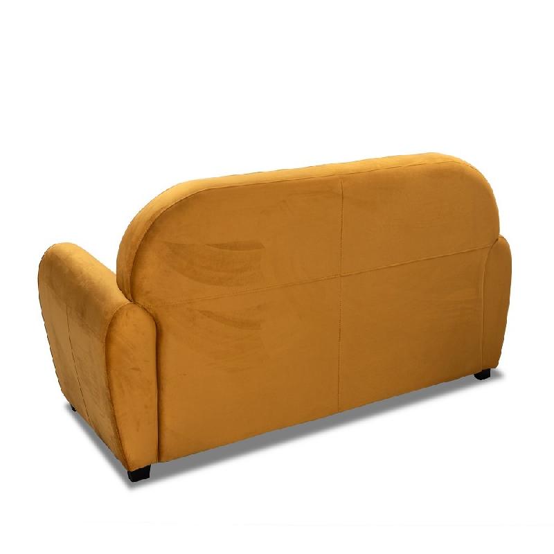 Canapé fixe Club 2 places en velours jaune moutarde - Design vintage anglais et fabrication italienne_3