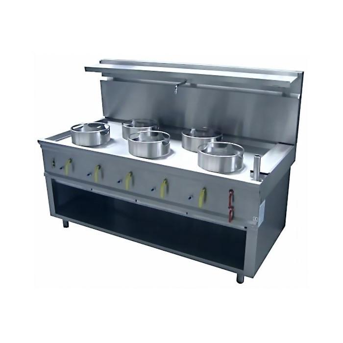 Fourneau wok 5 bruleurs jumbo avec rideau d'eau asia ii cr BERTRAND - jumbo_3