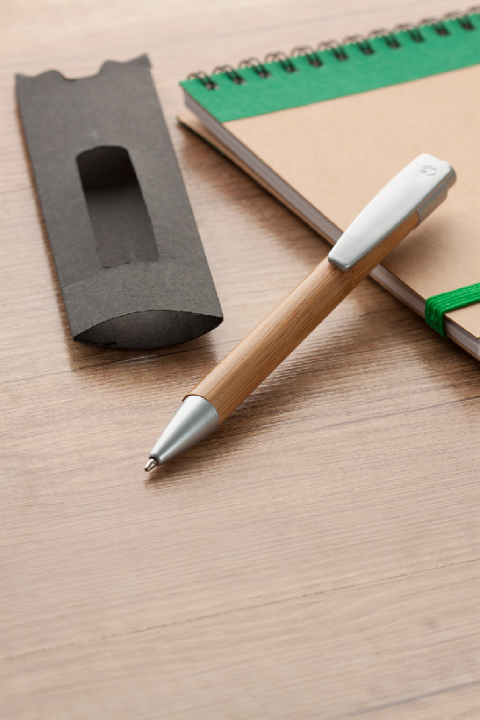 Stylo à bille en bambou - boîte cadeau noire - encre bleue_3