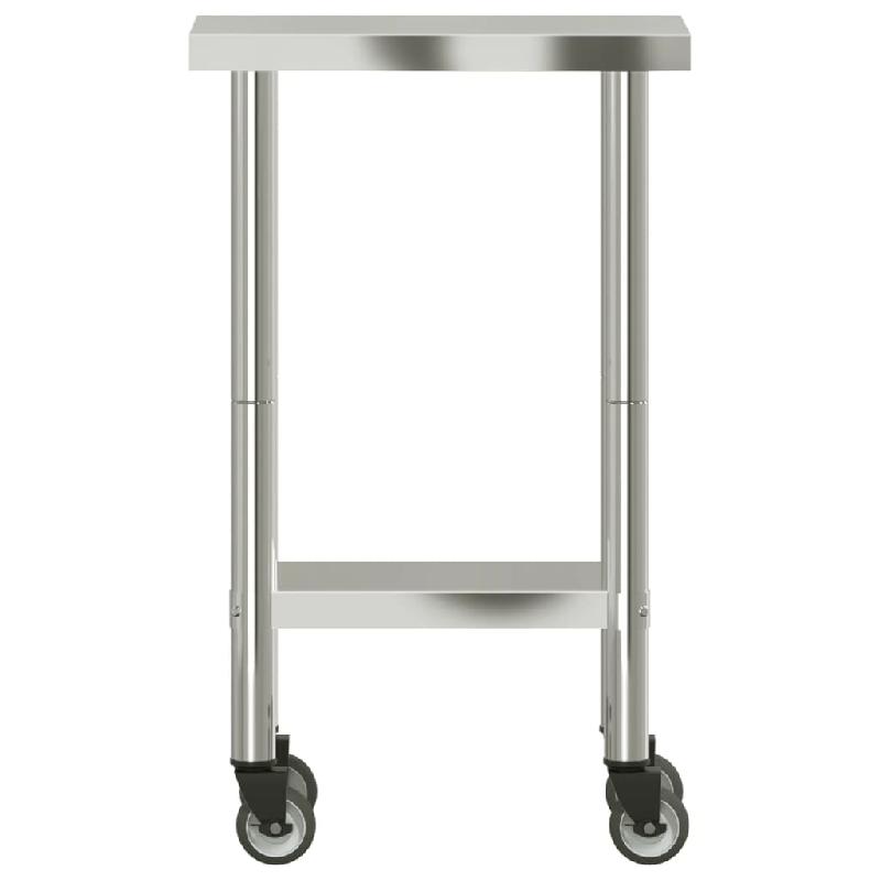 Vidaxl table de travail de cuisine avec roues 55x30x85 cm inox 376459_3