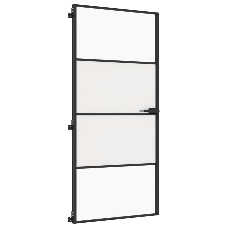 Vidaxl porte intérieure mince noir 93x201,5 cm verre trempé aluminium 155120_3