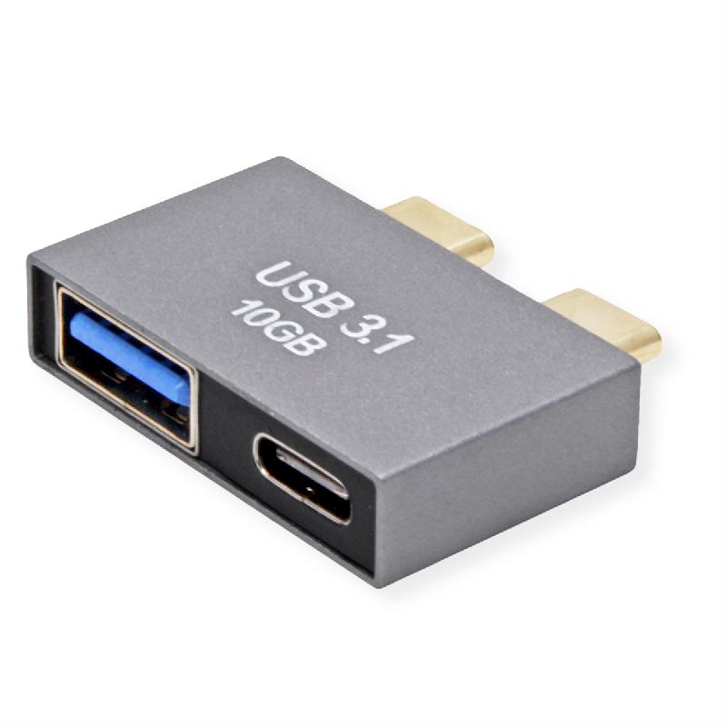 Roline adaptateur usb 3.2 gen 2, 2x usb type c - 1x usb type a + 1x usb c, m/f, argent_3