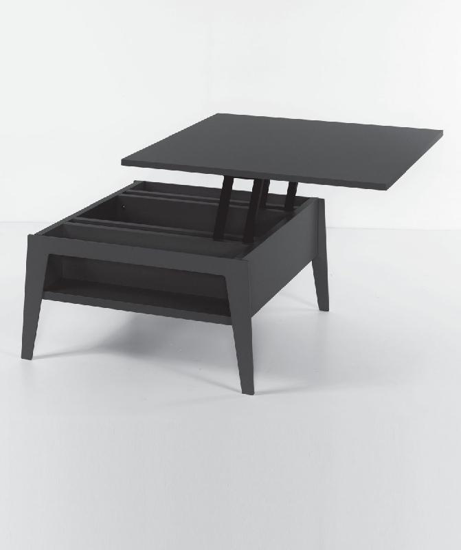 Table basse relevable gris ardoise Brighton 80x80 cm - Plateau bois stratifié, design moderne_3