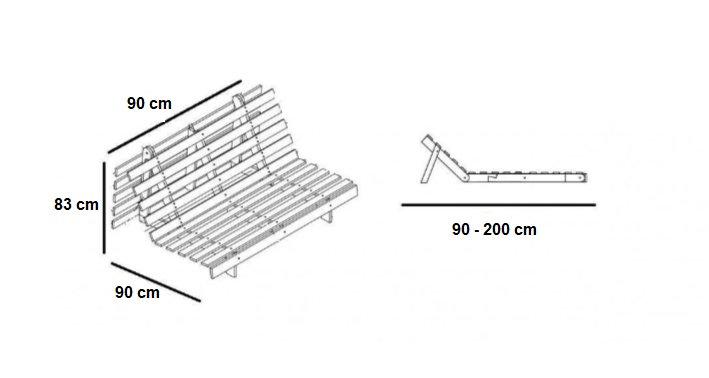 Fauteuil convertible futon ROOTS - pin naturel bleu marine - couchage 90x200 cm - design japonais et scandinave_3