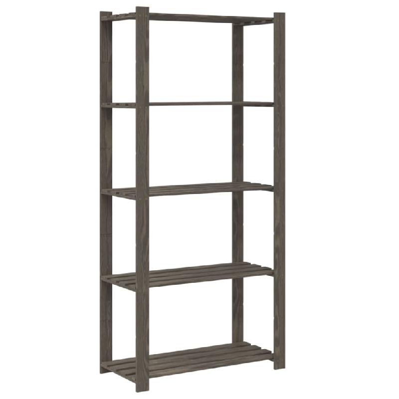 Vidaxl support de rangement à 5 niveaux gris 80x38x170 cm bois de pin 373385_3