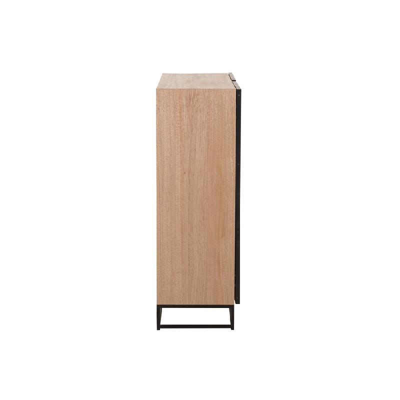 Buffet MOUNIE - 2 portes avec motifs chevron en bois naturel clair - Pieds métal noir - Style industriel_3