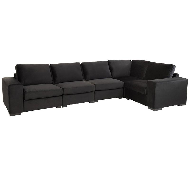 Canapé MEBUS noir - 2 places en velours côtelé - Style moderne et épuré_3