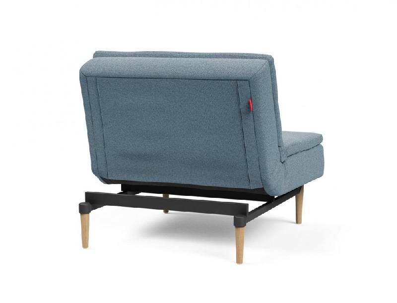 Fauteuil design Dublexo Styletto convertible lit 90x115 cm - pieds chêne naturel - tissu Soft Indigo_3