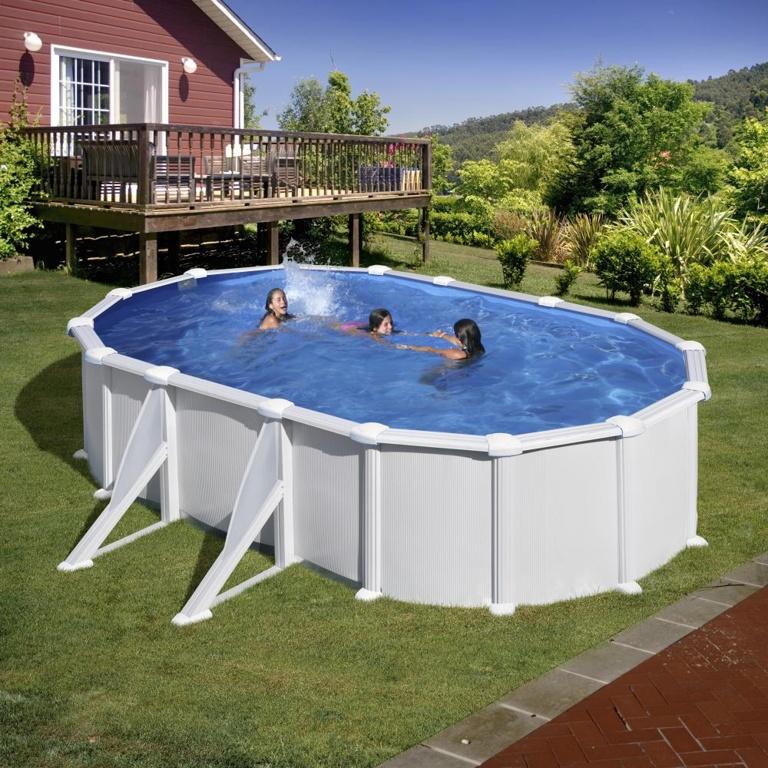 Piscine ovale en acier 5,27m x 3,27m x H 1,32m - filtration à sable - renforts apparents_3