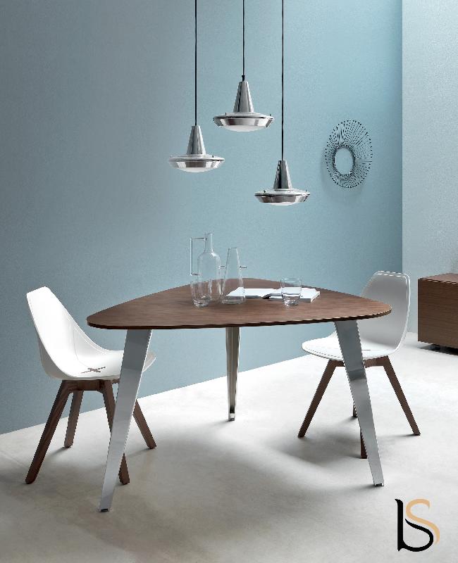 Table de réunion triangulaire Pigreco Up- Martex - Chromé, Zebrano clair_3