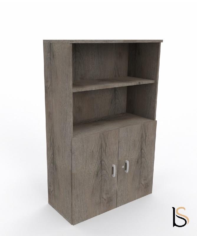 Armoire moyenne avec portes basses - Mobel Linea - 80, Chêne grisé_3