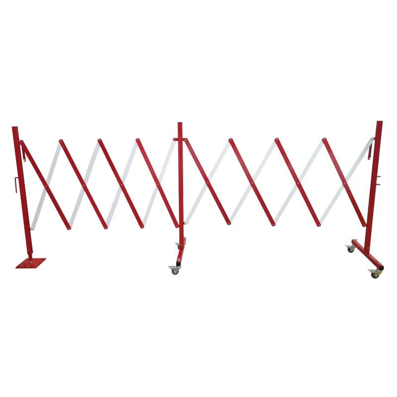 Barrière de sécurité extensible - Rouge / Blanc / Avec un pied fixe / 4000x450x1000_3