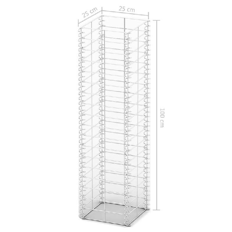 Vidaxl jeu de panier de gabion 3 pcs fil galvanisé 25 x 25 x 100 cm 141045_3