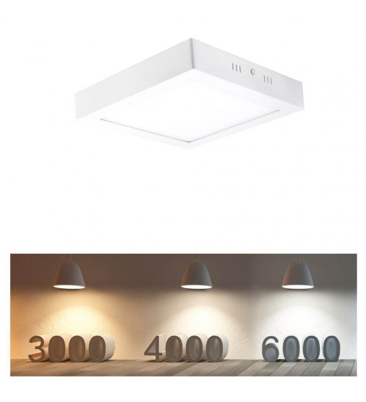 Plafonnier LED carré saillie 18W - IP20 - Réf DOSAIC18W4K - lumière 4000K - dimensions 217x217x35mm_3