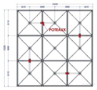 Préau d'école Quinzo - 15,22 x 15,22 soit 231m2 sur 4 poteaux avec évacuation des EP intégrée_3