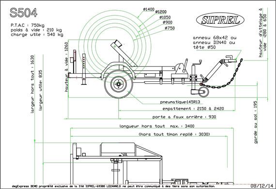 S 504 - Remorque Porte-Touret - SIPREL - Charge utile 540 Kg_3