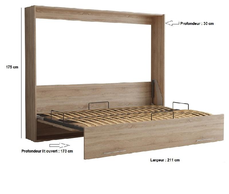 Armoire lit escamotable VERTIGO - Chêne naturel - Couchage 160 x 200 cm - Ouverture transversale_3