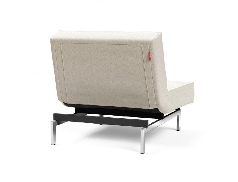 Innovation Living - Fauteuil design Splitback Chrome convertible lit 90x115 cm - tissu bouclé Off White_3