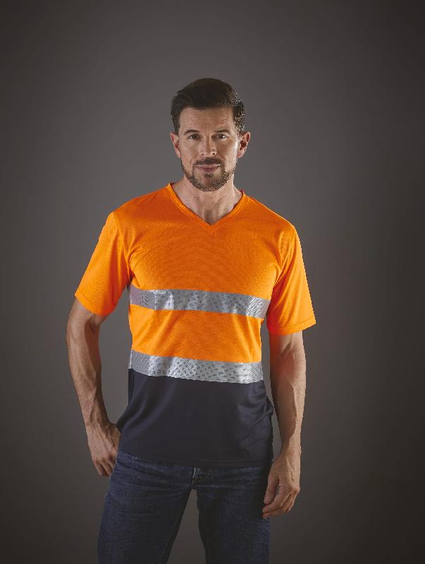 T-shirt col V haute visibilité Top Cool - 100% polyester, séchage rapide - Réf: YHVJ910_3