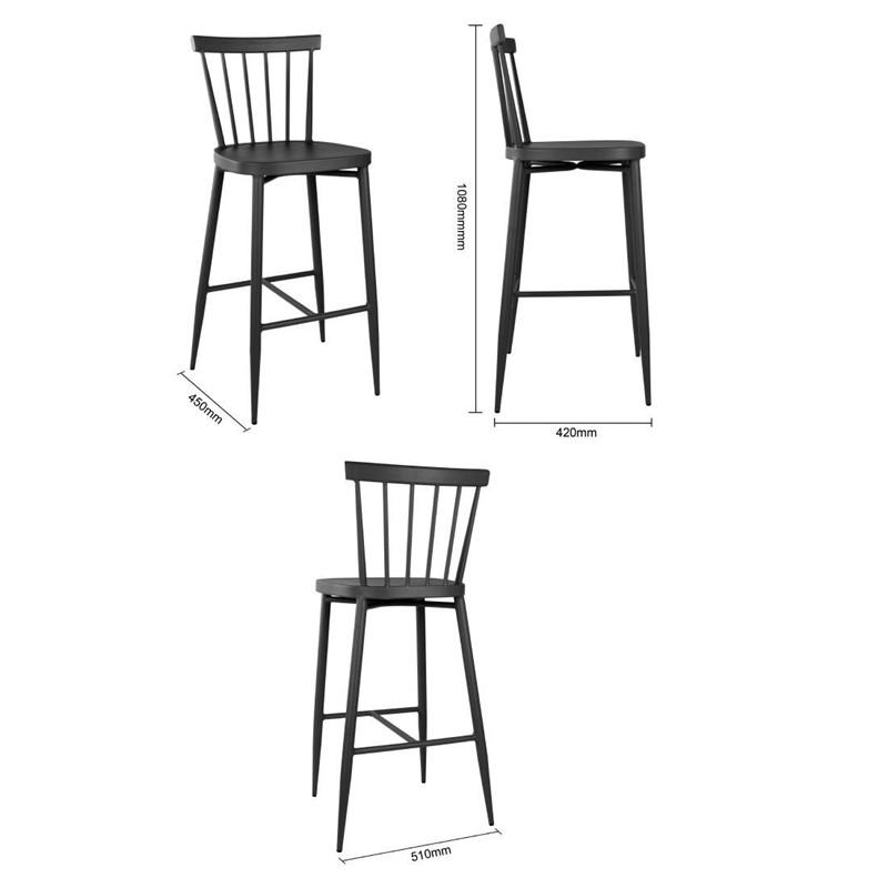 Tabourets hauts en aluminium Windsor noirs (lot de 2) | Bolero - DX688_3