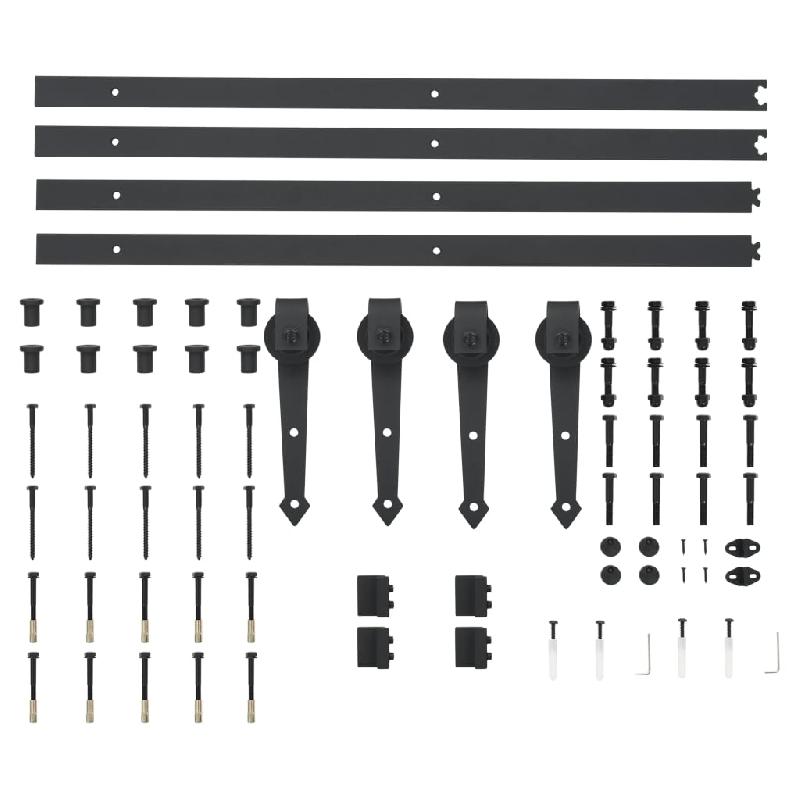 Vidaxl kit de matériel pour porte coulissante 2 x 183 cm acier noir 275606_3